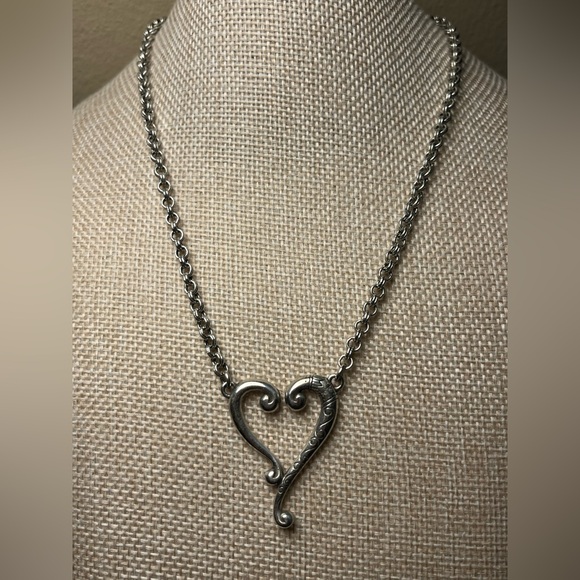 Brighton Adore Me Heart Necklace Silver Plate Vintage - Picture 8 of 11